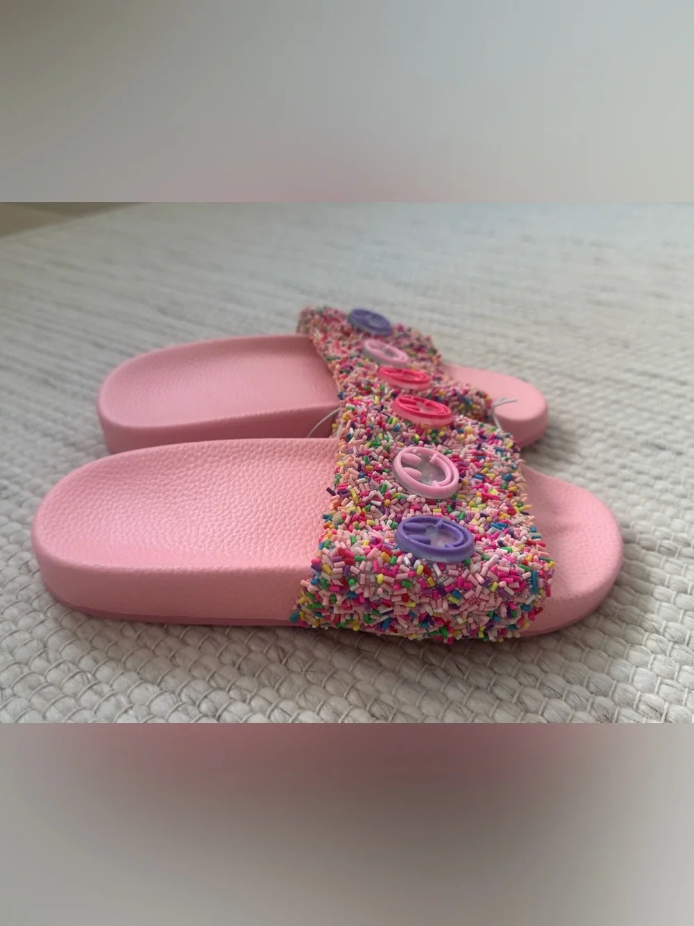 NEW Bari Lynn Sprinkle Charm Slides Smiley - Size 12/13 & 1/2